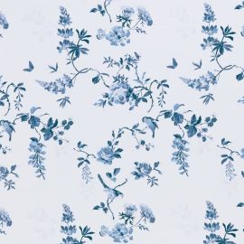 Birds and roses blue oilcloth tablecloth