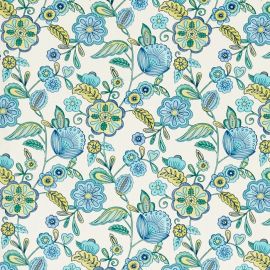 Camellia cobalt oilcloth tablecloth