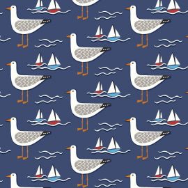 Gull Navy oilcloth tablecloth