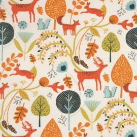Scandi woodland orange oilcloth tablecloth