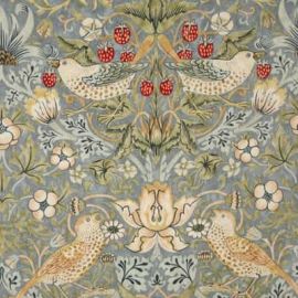 William Morris Strawberry Thief Slate oilcloth tablecloth
