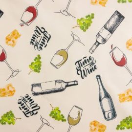 Time for wine oilcloth tablecloth