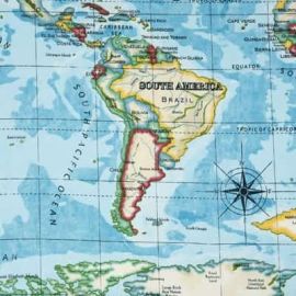 World Map oilcloth tablecloth