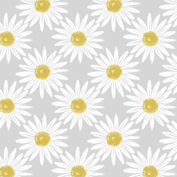 Daisy grey oilcloth tablecloth