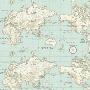 Maps Duck Egg oilcloth tablecloth