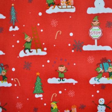 Santa stop here red oilcloth tablecloth