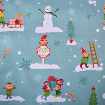 Santa stop here duck egg oilcloth tablecloth