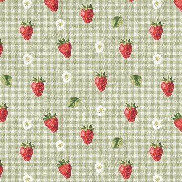 Strawberry picnic sage oilcloth tablecloth