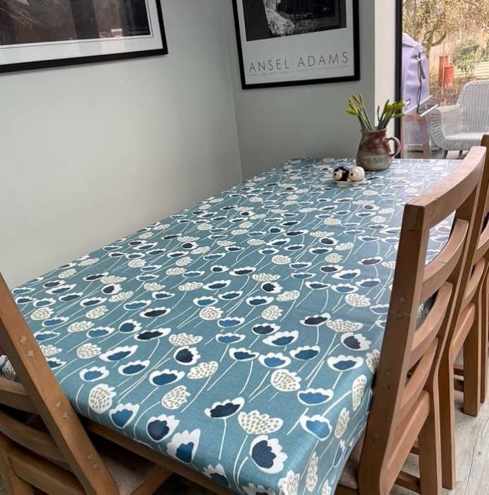 ATOSII Jade 100% Cotton Rectangle Summer Tablecloth, Block Print Flo-573230